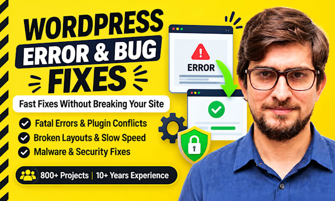 fix any wordpress errors, security issues, and bugs