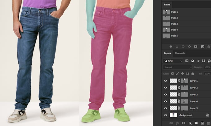do clipping multi path for your image, separate garment color