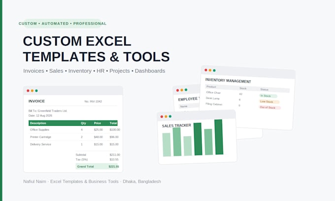 create custom excel templates, trackers, dashboards and business tools