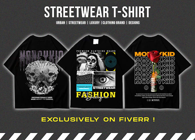 design modern edgy streetwear tshirts with custom artwork