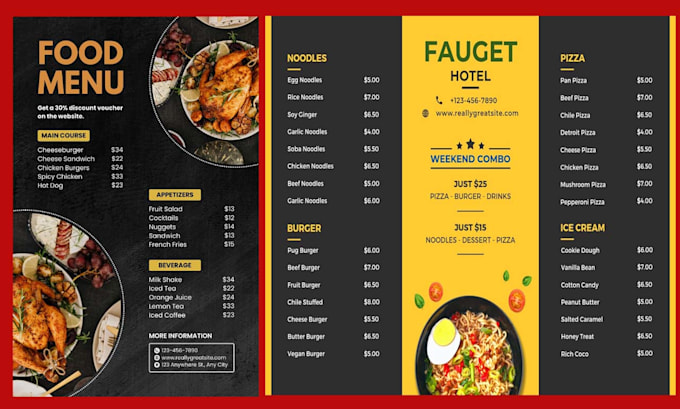attractive high quality design menu card