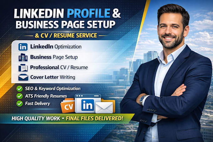 create cv resume update optimize and setup linkedin profile and business page