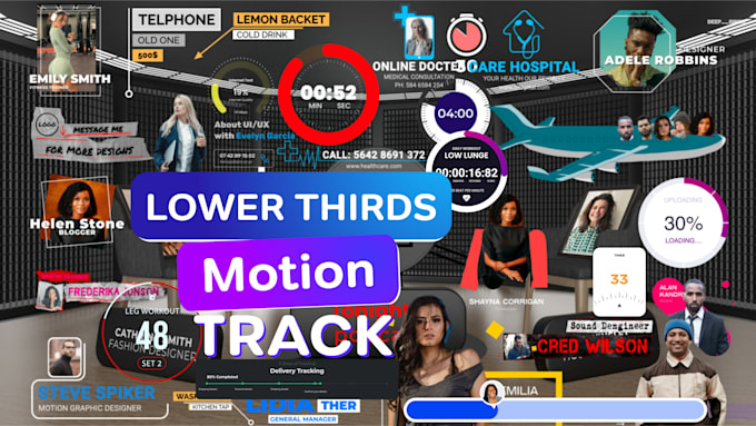 do countdown timers, podcast lower thirds, real estate motion track infographics