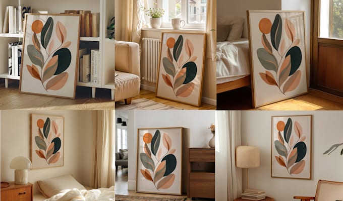 create a realistic custom wall art frame mockup