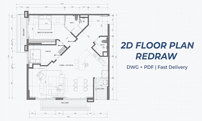 redraw floor plans in autocad from PDF, sketch or image