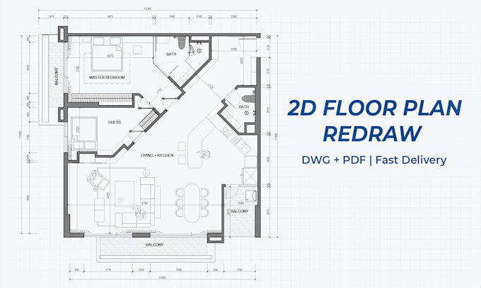 redraw your floor plan into clean 2d autocad drawing