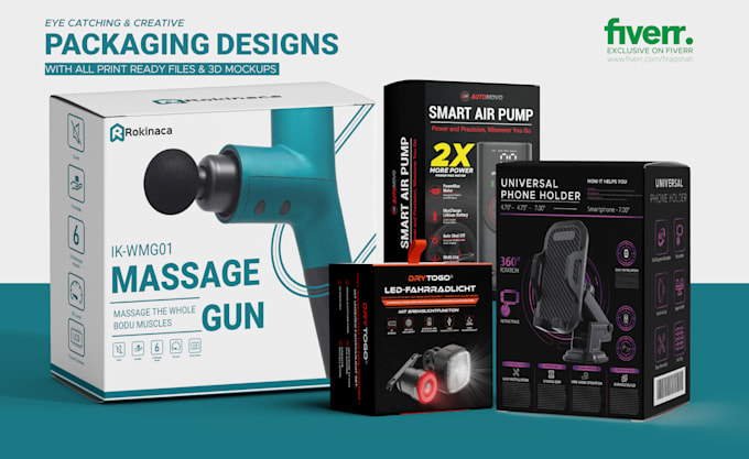 do packaging box design, mailer box, product box design, and 3d mockup
