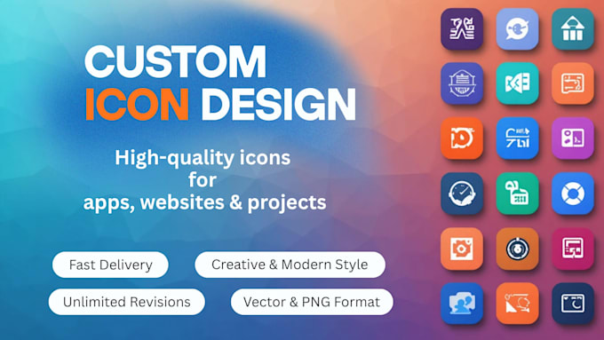 design modern custom icons for apps, websites and UI