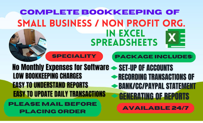 do bookkeeping in excel spreadsheet for small business n npo