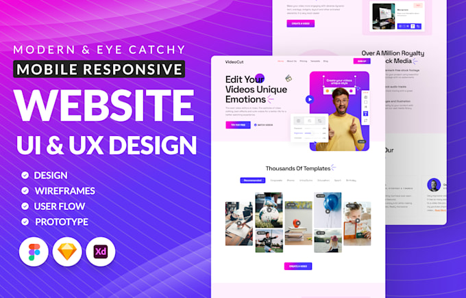 Do responsive website ui ux design, figma website and landing page ...
