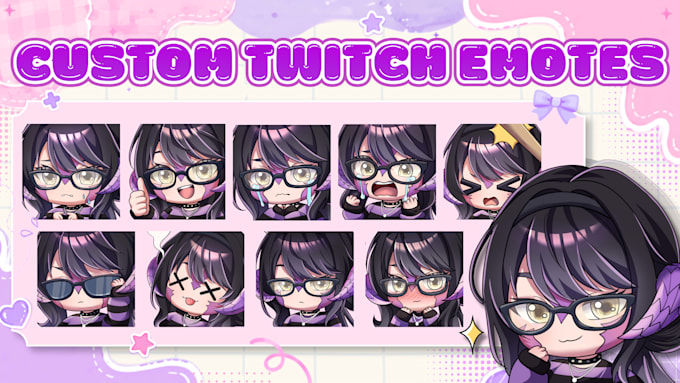 draw custom twitch emotes, chibi emotes, animated emotes, vtuber emotes for you