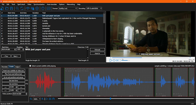 write subtitles from hindi to english