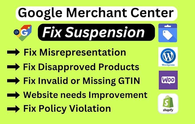 fix google merchant center suspension and misrepresentation