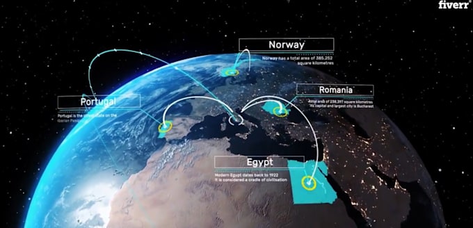 create a 3d travel map animation