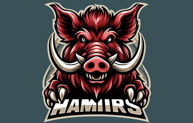 do make wild boar, tusks, animal, head, mascot logo design