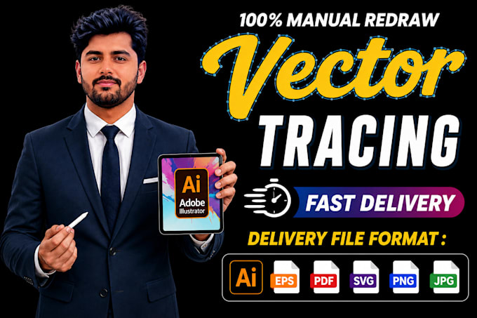 manually vector trace, redraw logo, and convert image to vector