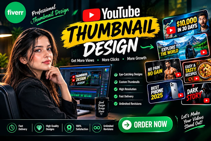 design catchy youtube thumbnail