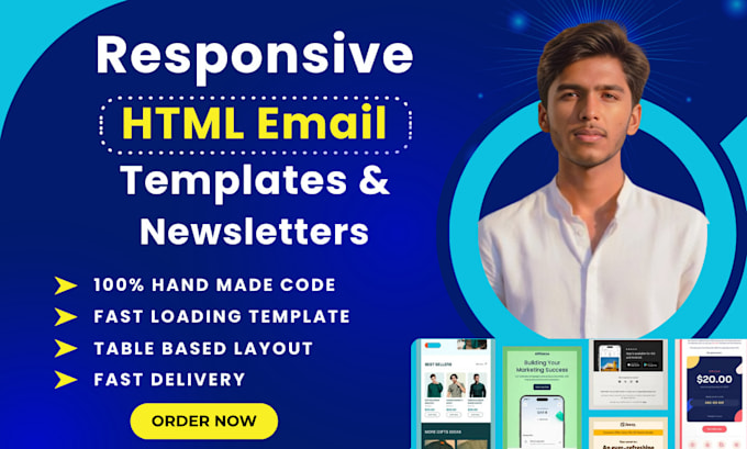create responsive HTML email template newsletter within 8 hours