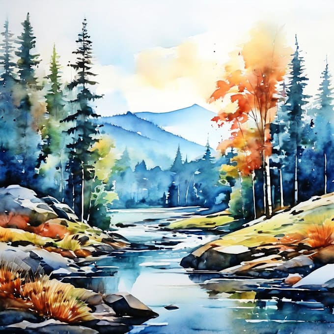 make a creative watercolor landscape art