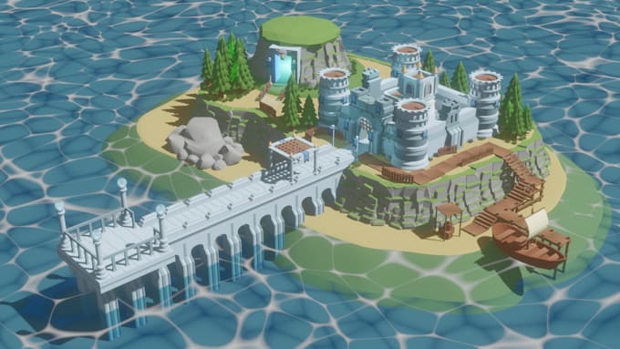 design 3d low poly environments and objects for games