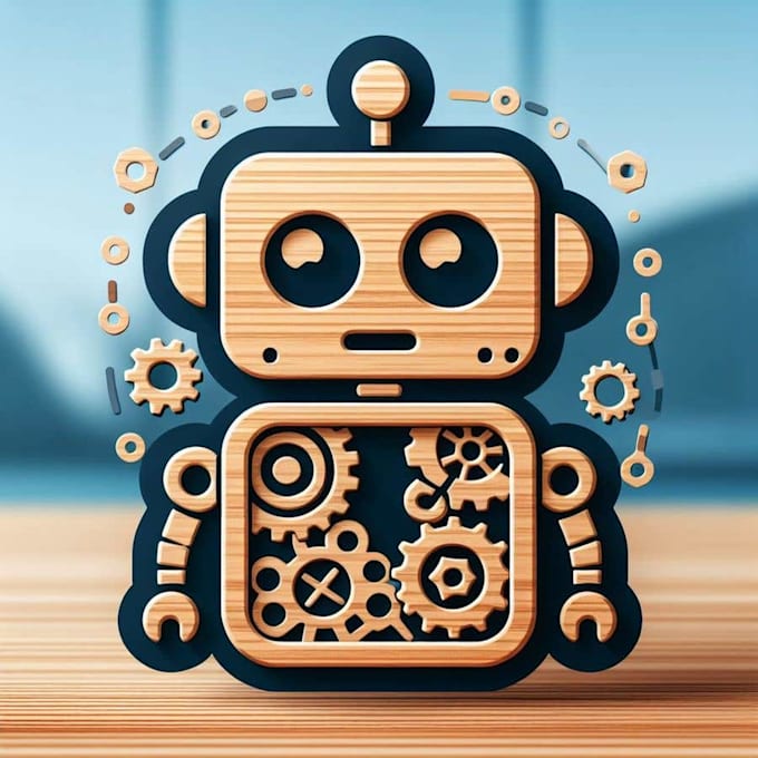 make professional wooden robot logo design