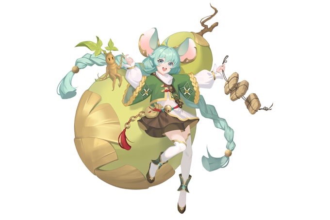 draw anime art or game character for you