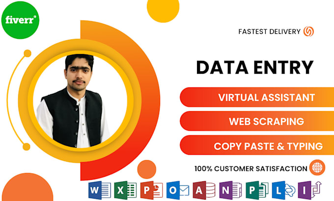 be your virtual assistant for data entry, web scraping, copy paste and typing