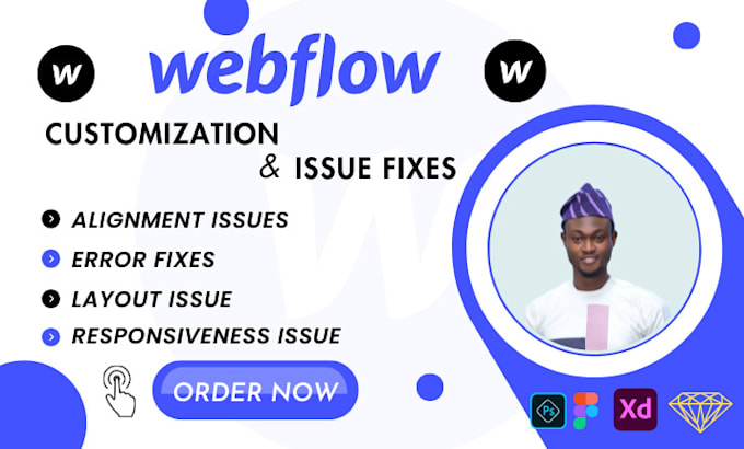 fix webflow bugs, error, interactions, issues, responsiveness, website design