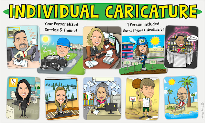 draw a caricature portrait with a custom background