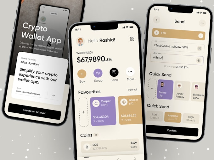 crypto wallet website, exchange website, wallet app, fintech app, forex app