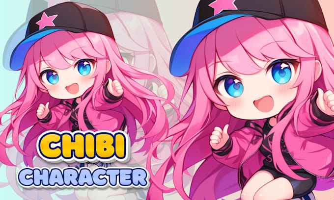 draw cute anime chibi art character, live2d, vtuber and illustration for you