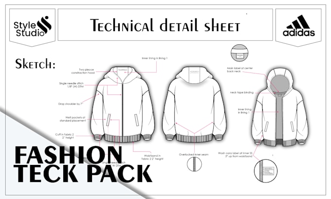 Design fashion tech pack, flat sketch, and tech pack for clothing by ...