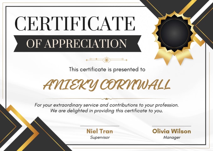 Design the perfect award by Anieky cornwall Fiverr