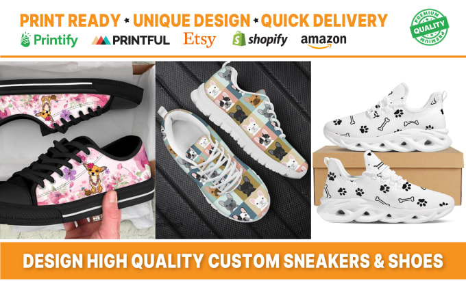 Do custom shoes or sneaker design for pod shoes by Avro art Fiverr