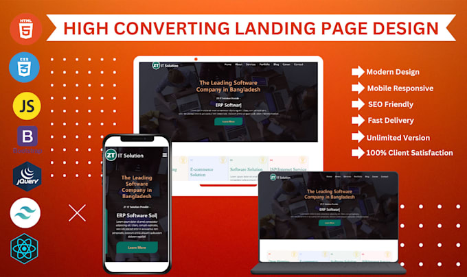 Build modern and responsive landing page for you by Samimatithy | Fiverr