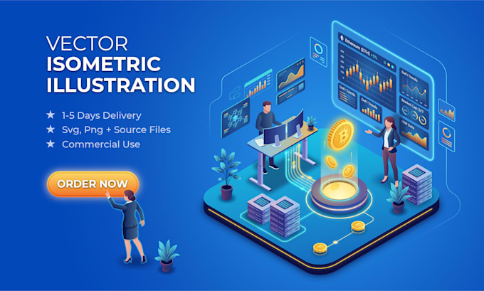 create modern isometric vector illustrations for website