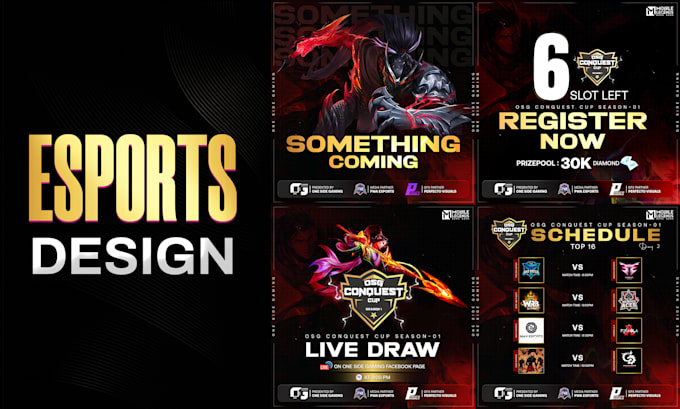 design esports graphics, banners and social media posts