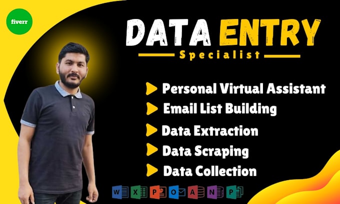 do accurate data entry, email list building, personal VA,and data extraction