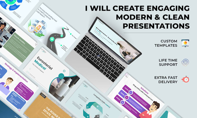 creative powerpoint presentation design or pitch deck