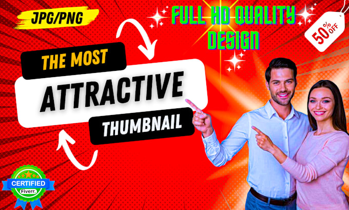 do high quality best attractive youtube thumbnail design for more views