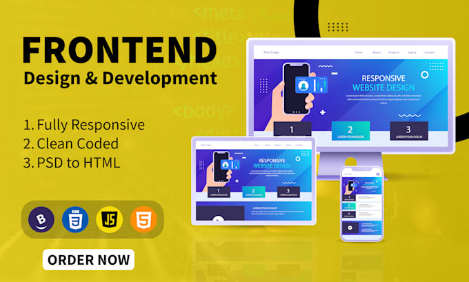 Be ur html css react frontend web designer and web developer by ... image.