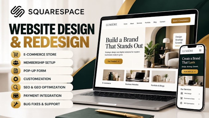 design, redesign squarespace websites, squarespace ecommerce websites and stores