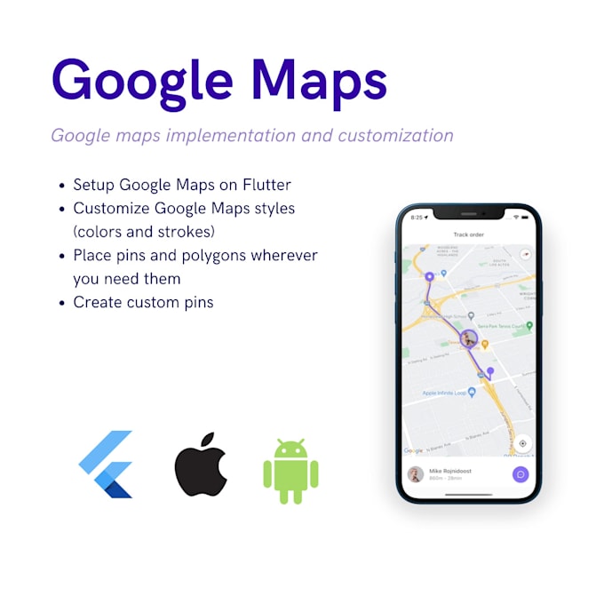 Create app with google maps in flutter by Pietroid | Fiverr