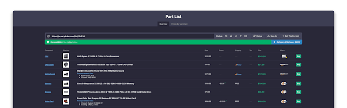 create a list of parts for your gaming PC
