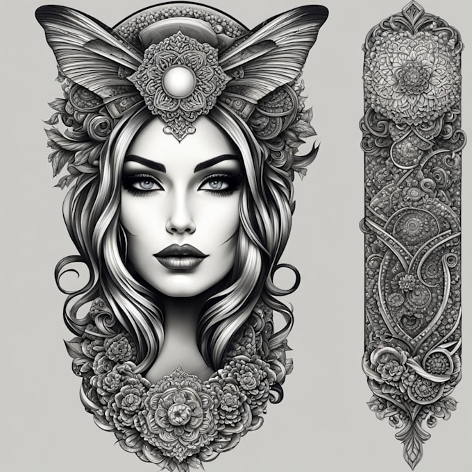 Make a unique tattoo designs in black and white by Khadizasnim Fiverr
