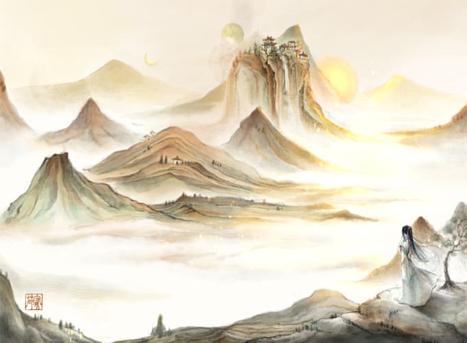 creating chinese traditions art style illustration