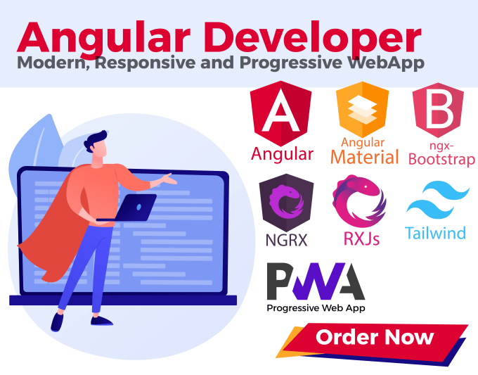 Develop a modern responsive progressive angular web application by