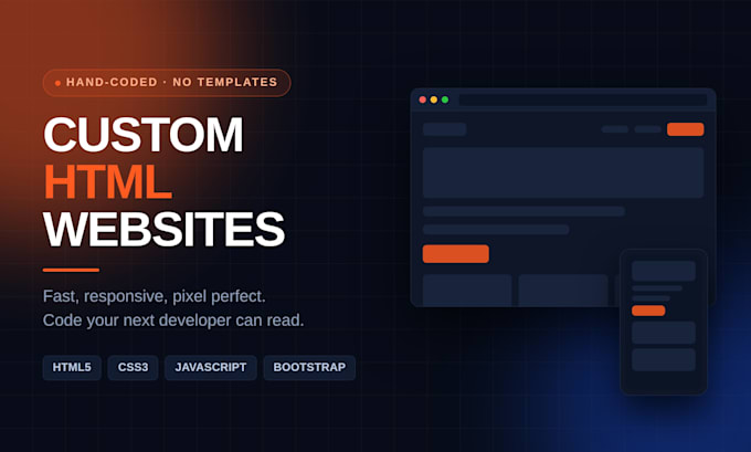 custom html css website code and responsive bootstrap landing page