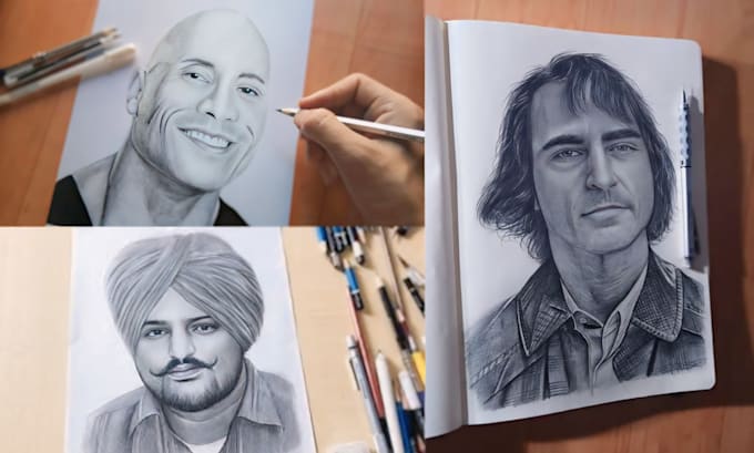 draw realistic pencil sketch of your family in 10 to 15 hourse