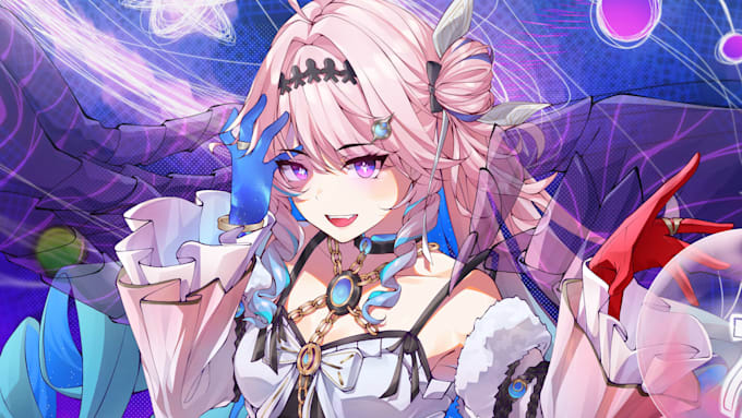 draw anime art character illustration for oc, fanart, pfp, vtuber